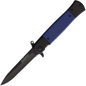 ElitEdge 10A96BL Assist Open Black Stiletto Linerlock Knife Blue Handles