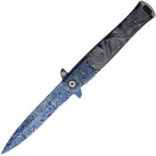 ElitEdge 10428CDMBP Assist Open Etched Linerlock Knife Black Handles