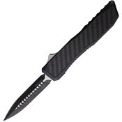 EOS 122 Auto Harpoon Two-Tone Double Edge Dagger OTF Knife Black/Carbon Fiber Handles