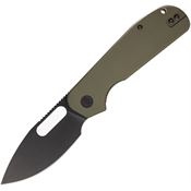 Eutektik 017 EFD Black Stonewash Linerlock Knife OD Green G10 Handles