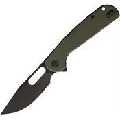 Eutektik 023 Trinity Black Stonewash Linerlock Knife OD Green Handles