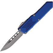 Guardian Tactical 124511BL Auto GTX025 Stonewash Elmax Drop Point OTF Knife Blue Handles