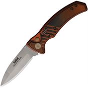 Knives Of Alaska 00942FG Auto Eagle Bead Blast Button Lock Knife Black/Orange Handles