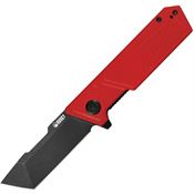 Kubey 104D Avenger Black Stonewash D2 Tanto Linerlock Knife Red Handles