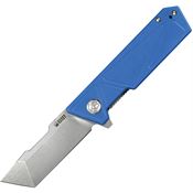 Kubey 104C Avenger Stonewash D2 Tanto Linerlock Knife Blue Handles