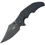 Kubey 181D Ceto Camp Black Stonewash Linerlock Knife Black G10 Handles