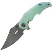 Kubey 181F Ceto Camp Black Stonewash Linerlock Knife Jade Handles