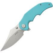 Kubey 181B Ceto Camp Stonewash Linerlock Knife Blue Handles