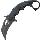 Kubey 262E Mini Wrath Karambit Black Stonewash Linerlock Knife Black Handles