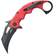 Kubey 262H Mini Wrath Karambit Black Stonewash Linerlock Knife Red Handles