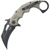 Kubey 262G Mini Wrath Karambit Black Stonewash Linerlock Knife Tan Handles