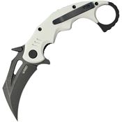 Kubey 262I Mini Wrath Karambit Black Stonewash Linerlock Knife White Handles