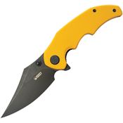 Kubey 181G Ceto Camp Black Stonewash Linerlock Knife Yellow Handles