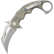 Kubey 262C Mini Wrath Karambit Stonewash Linerlock Knife Tan Handles