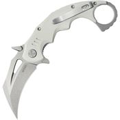 Kubey 262K Mini Wrath Karambit Stonewash Linerlock Knife White Handles