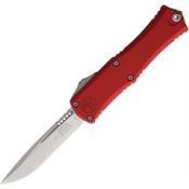 Microtech 1705M10RD Auto Hera II Mini Stonewash Recurve OTF Knife Red Handles