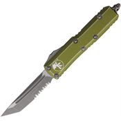 Microtech 23311DOD Auto UTX-85 Part Serrated Apocalyptic Tanto OTF Knife Distressed OD Green Handles