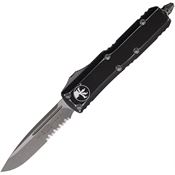 Microtech 23111DBK Auto UTX-85 Part Serrated Apocalyptic Single Edge OTF Knife Distressed Black Handles