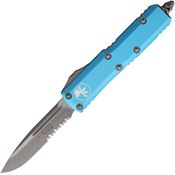 Microtech 23111APTQ Auto UTX-85 Part Serrated Apocalyptic Single Edge OTF Knife Turquoise Handles