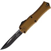 Microtech 1705M1TA Auto Hera II Mini Stonewash Recurve OTF Knife Tan Handles