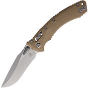 Microtech 16021 Amphibian Single Edge Stonewash Ram-Lock Knife Tan Handles