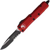 Microtech 2312RD Auto UTX-85 Part Serrated Single Edge Two-Tone OTF Knife Red Handles