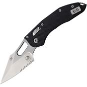 Microtech 16166 Stitch Part Serrated Single Edge Stonewash Ram-Lock Knife Knife Black Handles