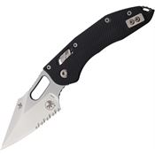 Microtech 15987 Stitch Part Serrated Single Edge Stonewash Ram-Lock Knife Knife Black Handles