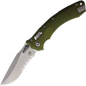 Microtech 16902 Amphibian Single Edge Stonewash Ram-Lock Knife OD Green Handles