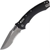 Microtech 16162 Amphibian Part Serrated Apocalyptic Single Edge Ram-Lok Knife Black Fluted Handles