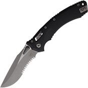 Microtech 16158 Amphibian Part Serrated Apocalyptic Single Edge Ram-Lok Knife Black G10 Handles