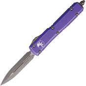 Microtech 12210DPU Auto Ultratech Apocalyptic Double Edge Dagger OTF Knife Distressed Purple Handles