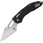 Microtech 15979 Stitch Serrated Single Edge Stonewash Ram-Lock Knife Knife Black Handles