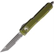 Microtech 12311DOD Auto Ultratech Part Serrated Apocalyptic Double Edge Tanto OTF Knife Distressed OD Green Handles