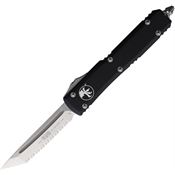 Microtech 1236 Auto Ultratech Serrated Satin Tanto OTF Knife Black Handles