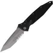 Microtech 16111AP Socom Elite Part Serrated Apocalyptic Tanto Linerlock Knife Black Handles