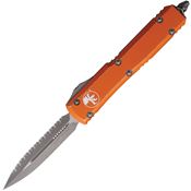 Microtech 12212DOR Auto Ultratech Serrated Apocalyptic Double Edge Dagger OTF Knife Distressed Orange Handles