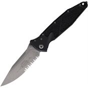 Microtech 16011AP Socom Elite Part Serrated Apocalyptic Single Edge Linerlock Knife Black Handles