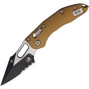 Microtech 16518 Stitch Part Serrated Single Edge Two-Tone Ram-Lok Knife Knife Tan Handles