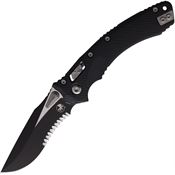 Microtech 16386 Amphibian Part Serrated Single Edge Two-Tone Ram-Lok Knife Black G10 Handles