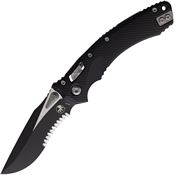 Microtech 16906 Amphibian Part Serrated Single Edge Two-Tone Ram-Lok Knife Black Handles