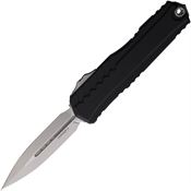 Microtech 124210 Auto Cypher II Double Edge Stonewash OTF Knife Black Handles