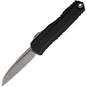 Microtech 124110AP Auto Cypher II Apocalyptic Single Edge Wharncliff OTF Knife Black Handles