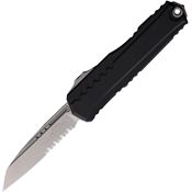 Microtech 124111 Auto Cypher II Part Serrated Stonewash Wharncliffe OTF Knife Black Handles