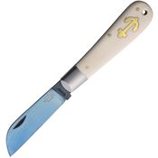 OTTER-Messer 173WML Carbon Steel Blue Finish Anchor Folder Knife White Elforyn Handles