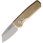 Pro Tech R5410 Auto Runt 5 Stonewash Button Lock Knife Bronze Handles