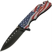 Rite Edge 300601US Assist Open Black Linerlock Knife American Flag Handles