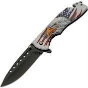 Rite Edge 300601EG Assist Open Black Linerlock Knife Eagle Handles