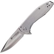 Smith & Wesson 1205009 Executive Platinum Satin Carbon Steel Framelock Knife Brushed Handles