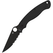 Spyderco 36GPSBK2 Military 2 Part Serrated Black Compression Lock Black Handles